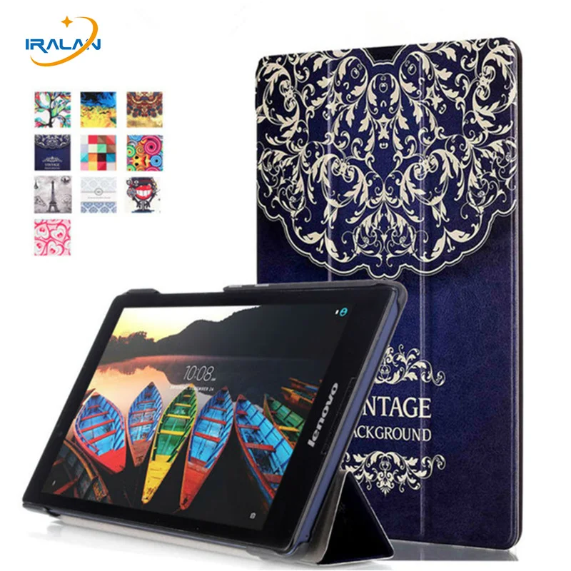 

2017 new Colored Drawing Pu Leather Stand Cover Shield For Lenovo Tab 3 8 inch Tab3 TB3-850F/M LTE Tablet case +OTG+Pen+ film