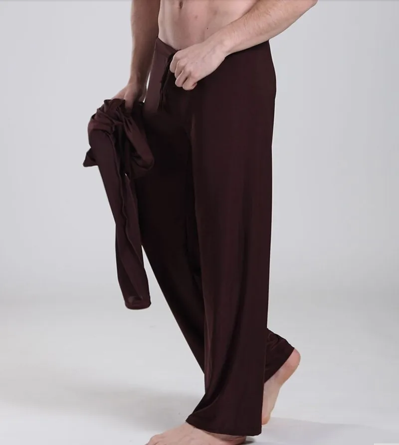 Качество известный бренд гладкие свободные низкой талией костюм Пижамные штаны для мужчин для человека Slim Гимнастика Для мужчин под Брюки
