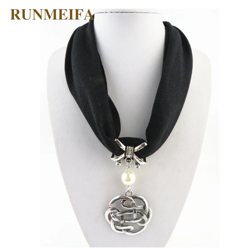 

[RUNMEIFA] beautiful multicolor Woman metal alloy Jewelry Pendant Necklace Scarf jewelled chain pendent charm scarves