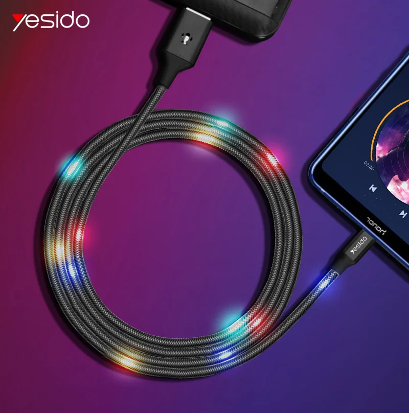 

Yesido Multicolor LED Voice Control Micro USB Cable For huawei Xiaomi redmi LG 2.4A Micro USB Charger Data Cable For Samsung S7
