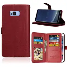 Для Samsung Galaxy S5 S6 S7 Edge S8 плюс телефон Чехол PU кожаный бумажник откидная крышка 9 карт Стенд fundas шесть Цвета