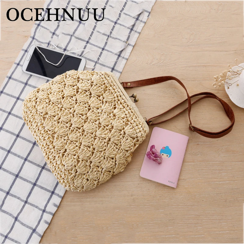 Ocehnuu 2018 Лето Повседневное Crossbody сумки для Для женщин маленьких девочек пляжная сумка соломы переплетения выдалбливают Для женщин