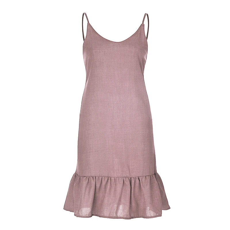 

Hot Summer Holiday Sexy Women Strap Strapless Elastic Ruffled Mini Dress Ladies Beach Casual Loose Frill V Neck Solid Sundress