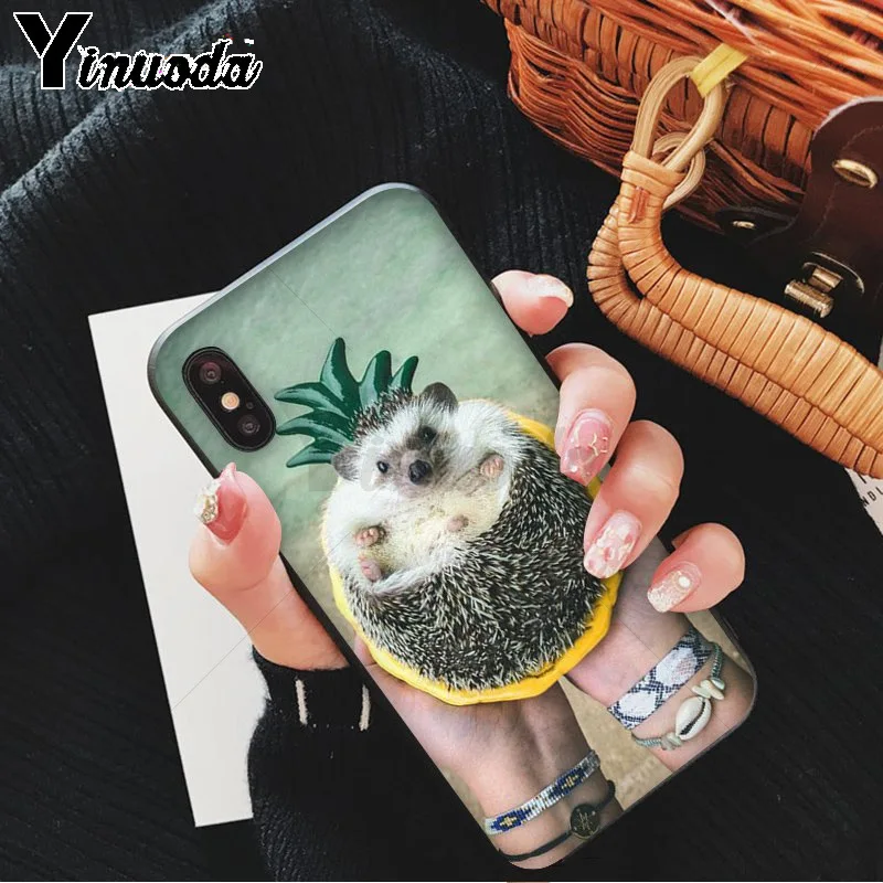 Yinuoda Ежик милый в Teacup Животное Искусство ТПУ Мягкий силиконовый чехол для