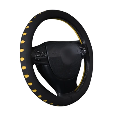 QFHETJIE EVA Материал 3D крышка рулевого колеса автомобиля модное движение направление покрытие автомобиля Стайлинг Аксессуары - Название цвета: Цвет: желтый