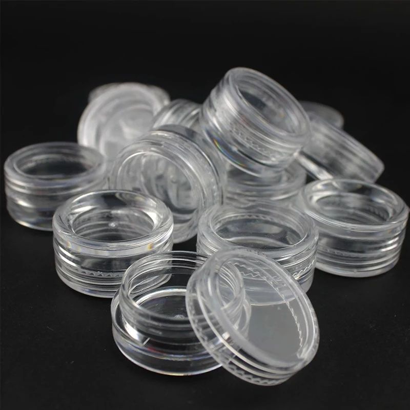 

500PCS X3g Small Cosmetic Makeup Jars Plastic Empty Sample Beauty Containers Lip Balm Pot -3Gram (Clear Cap) P-3 5014-100