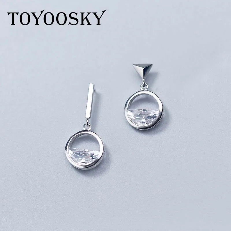 TOYOOSKY S925 Серебряные треугольные асимметричные серьги с полудрагоценными кристаллами, серьги-капли, ювелирные изделия для женщин