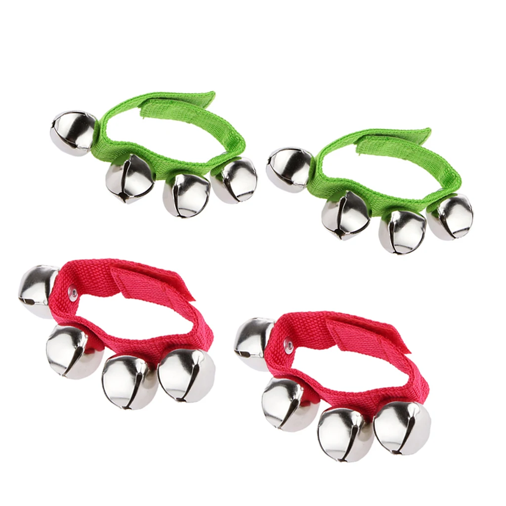 

2 Pair Wrist Hand Bells Jingle Rattle Shaker for Kids Child Musical Toy