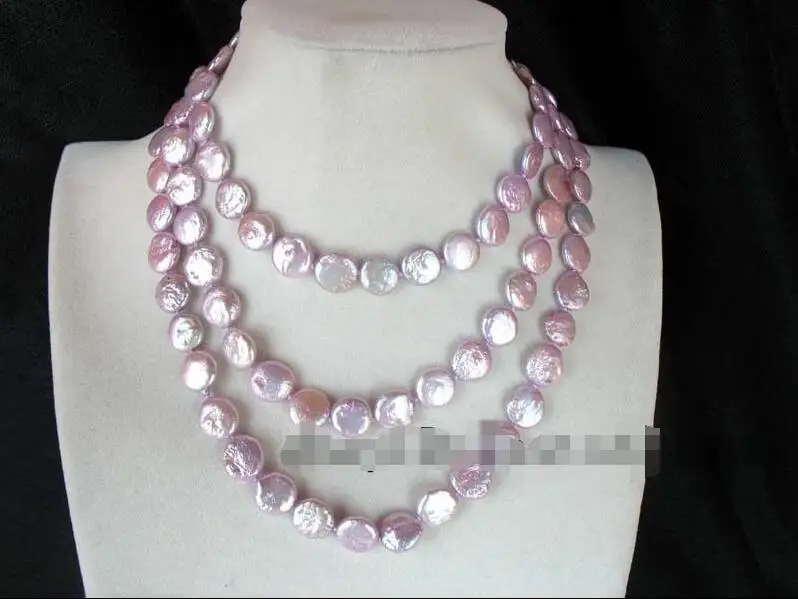 

FREE SHIPPING HOT sell new Style >>>>freshwater pearl violet coin 10-11mm necklace 45" nature wholesale beads gift