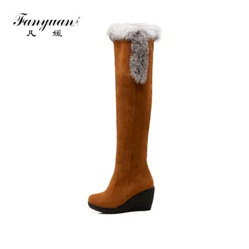 

Fanyuan Women Shoes Wedges fashion Boots Solid Platform High Heel over-the-knee boots Sexy Winter Comfortable warm Snow Boots