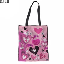 Для женщин сумка-тоут сумка с принтом в виде сердечек Для женщин хозяйственные сумки модные сумочки для дам и девушек сумки корзины для подростков пляжная сумка на плечо, сумка-клатч
