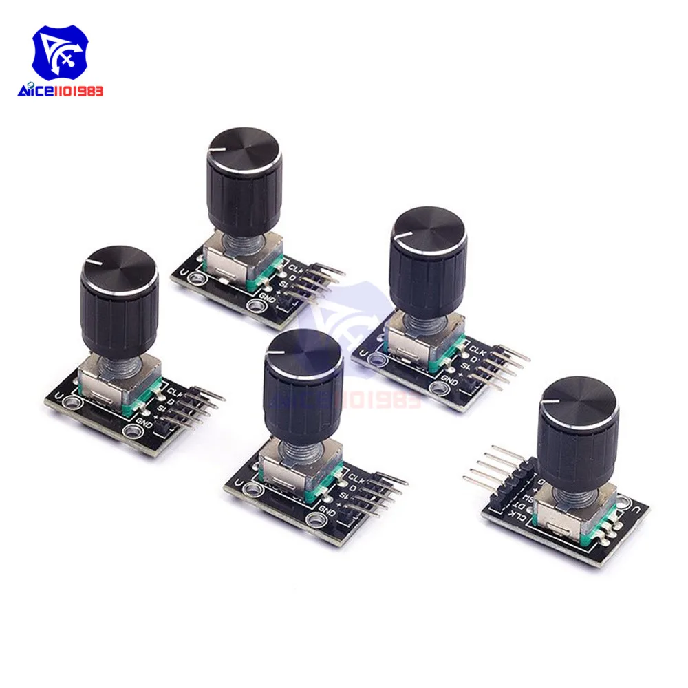 

5PCS/Lot KY-040 Rotary Encoder Module with 15x16.5 mm Potentiometer Rotary Knob Cap for Arduino
