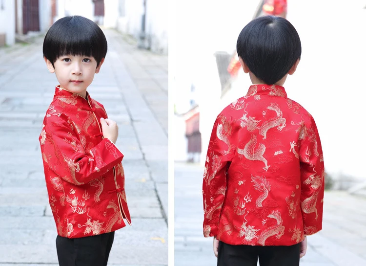 ActhInK/новое пальто Hanfu с принтом Дракона Для мальчиков рубашка Hanfu в традиционном китайском стиле для мальчиков детское Новогоднее пальто в китайском стиле Детский костюм в стиле Тан