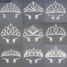 Разноцветная Серебряная диадема с кристаллами и короны, Модный свадебный головной убор королевы невесты, свадебные украшения для волос, аксессуары