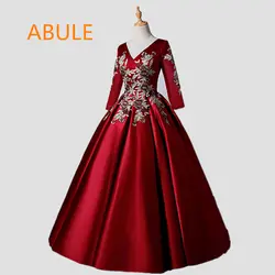 Abule Quinceanera платья цвета красного вина атласный со шнуровкой цветы бальный наряд платье для выпускного вечера дебютантка платье 15 лет Слои