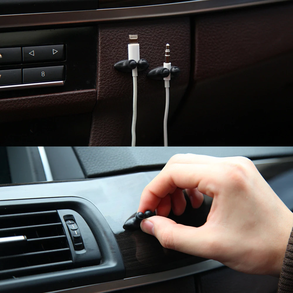 FORAUTO 8 шт./компл. автомобильная проводка держатель Кабельный организатор самоклеящаяся Авто Зарядное устройство линии застежка зажим для галстука закрепители для наушники с USB кабелем