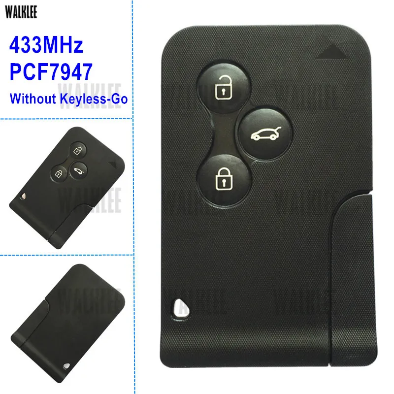 

WALKLEE Vehicle Remote Car Smart Key Suit for Renault Megane Scenic 433Mhz with PCF7947 Chip