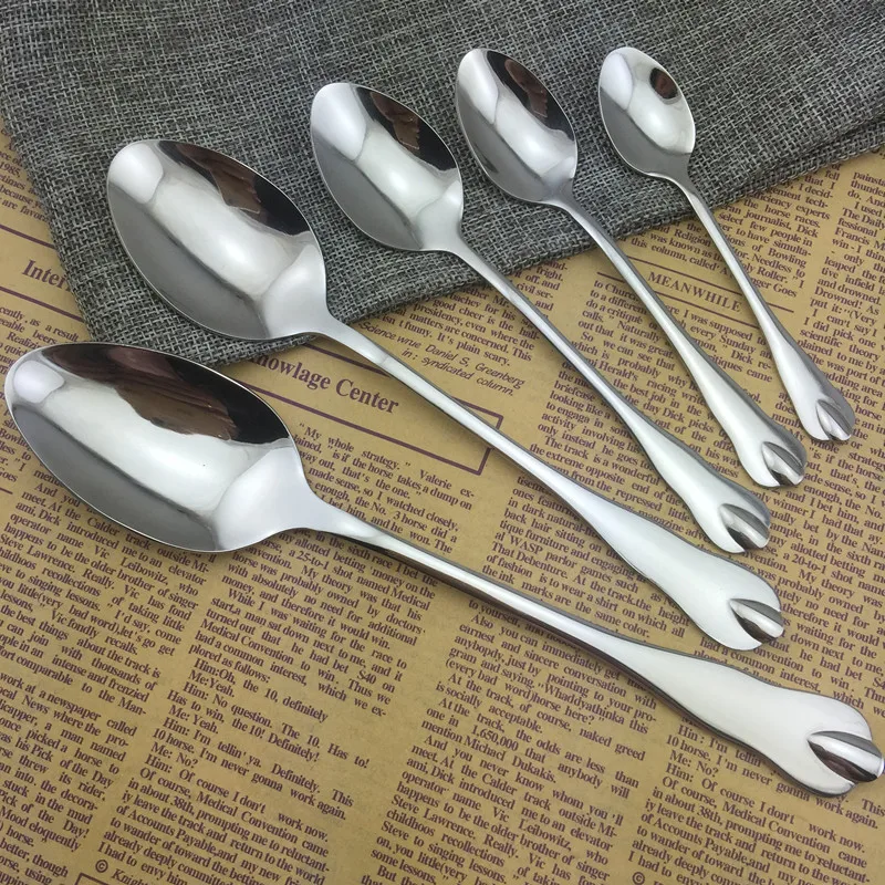 1pc Stainless Steel Dinner Spoons Water Drop Iced Teaspoon Coffee Milk