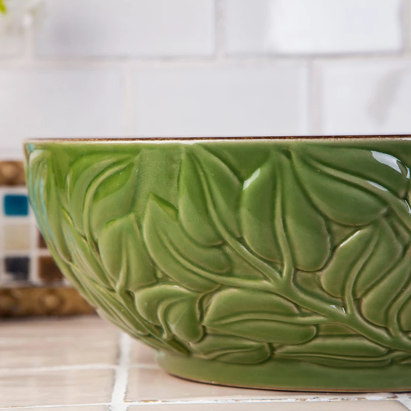 china Artistic Handmade porcelain Round bathroom countertop ceramic basin sink (9)