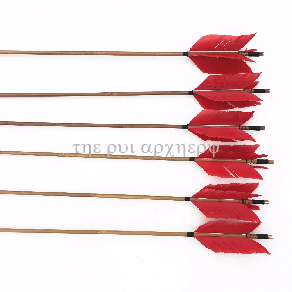 For Practice Targeting Hunting 32inch 6/12/24pcs Flu ArrowsTraditional Bamboo Arrow 4 Feathers Fletching