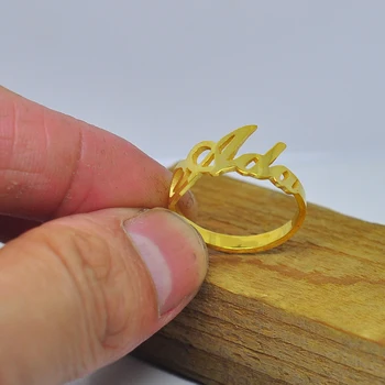 

Custom Name Ring 925 Solid Silver Personalized Hand Cut Initial Custom Nameplate Jewelry Christmas Gift anillo anneau