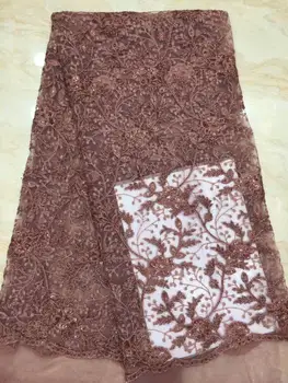 

2019 African Net Lace Fabric, High Quality Elegant White Sequins Nigerian Wedding Lace Fabrics 5Yards Sequins French Tulle lace