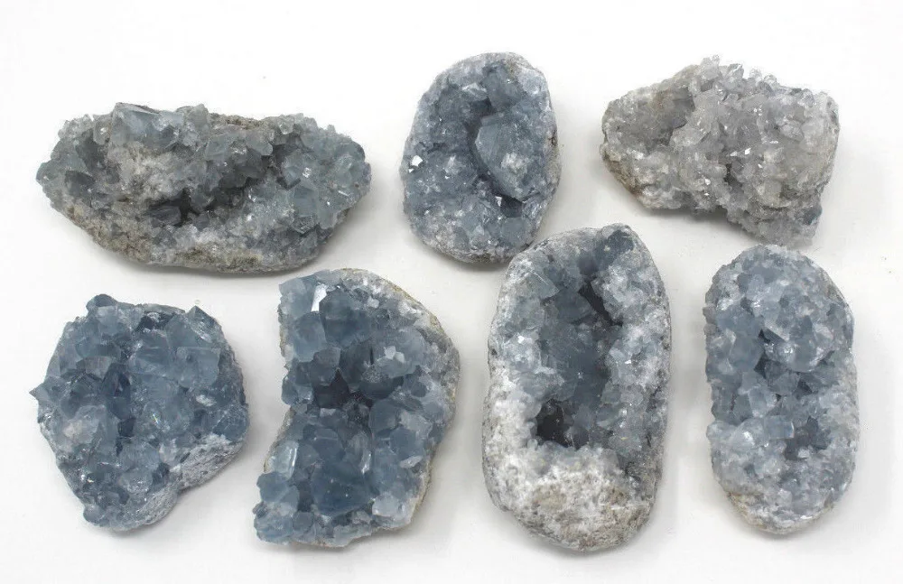 1 Madagascar Celestite Crystal Druzy Cluster Небесно Голубой геодезический Минерал (8 12 унций)|Камни| |