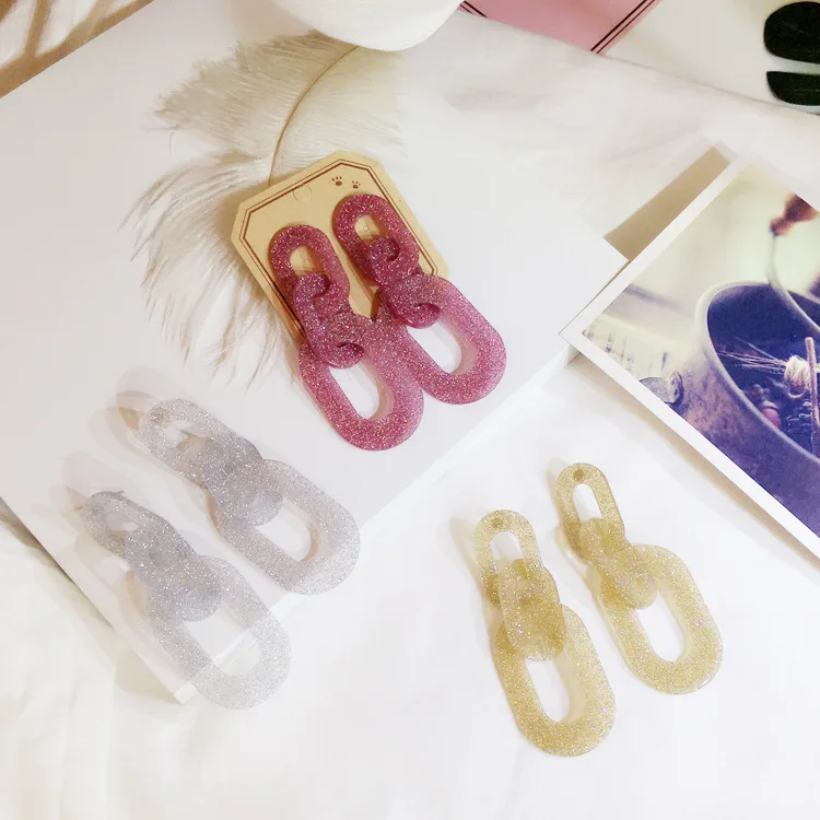 

2018 Bohemian Fashion Earrings Shiny Gold Silver Long Superimposed Earring Geometric Irregular Color Elegant Earrings for Women