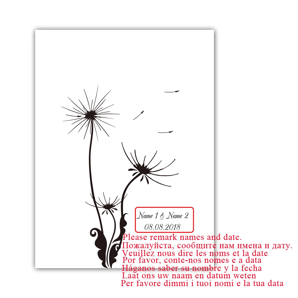 Free Custom Name Date Canvas Print Dandelion Diy Fingerprint Signature  Guest Book For Wedding Party Decoration With Ink Pad - Signature Guest  Books - AliExpress