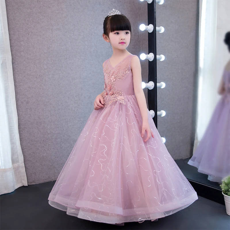 

Glizt Children Kids Prom Gown Designs Little Baby Girl Party Frocks Flower Girl Sequin Tulle Wedding Dress Girl Clothes