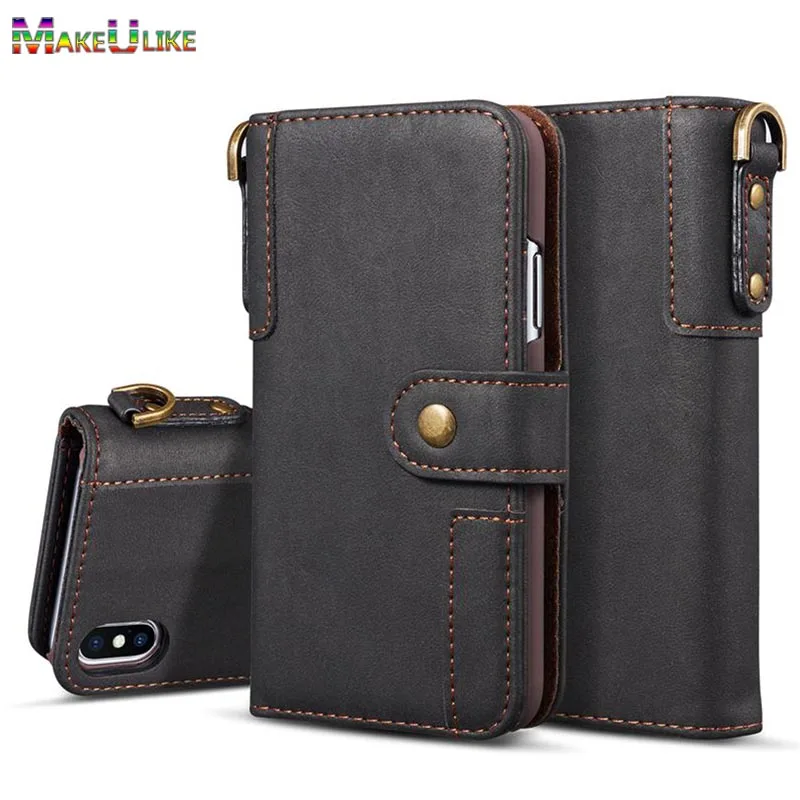 

Lanyard Flip Case For iPhone X Cover 6 6S 7 8 Plus Wallet Case PU Leathe Phone Bag Pouch Case For iPhone X 6 6S 7 8 Cover