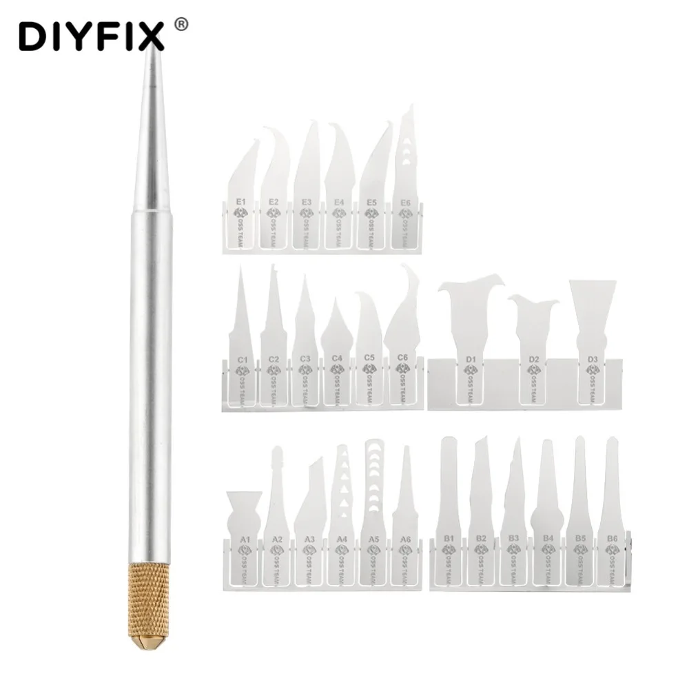Набор ножей DIYFIX 27 в 1 с лезвиями для ремонта BGA инструмент удаления микросхем