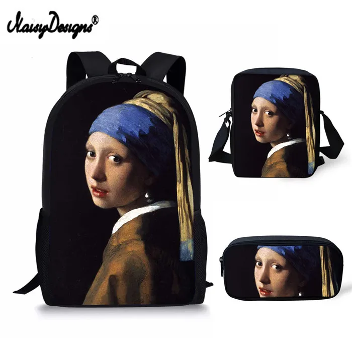 LMLY0101C 3 шт./компл. Известный Ван Гог Painitng школьные сумки для детей мальчик рюкзаки для детей с кросс-боди Pencilbox для мальчиков одежда для девочки-подростка; Прямая поставка - Цвет: LMLY0101C