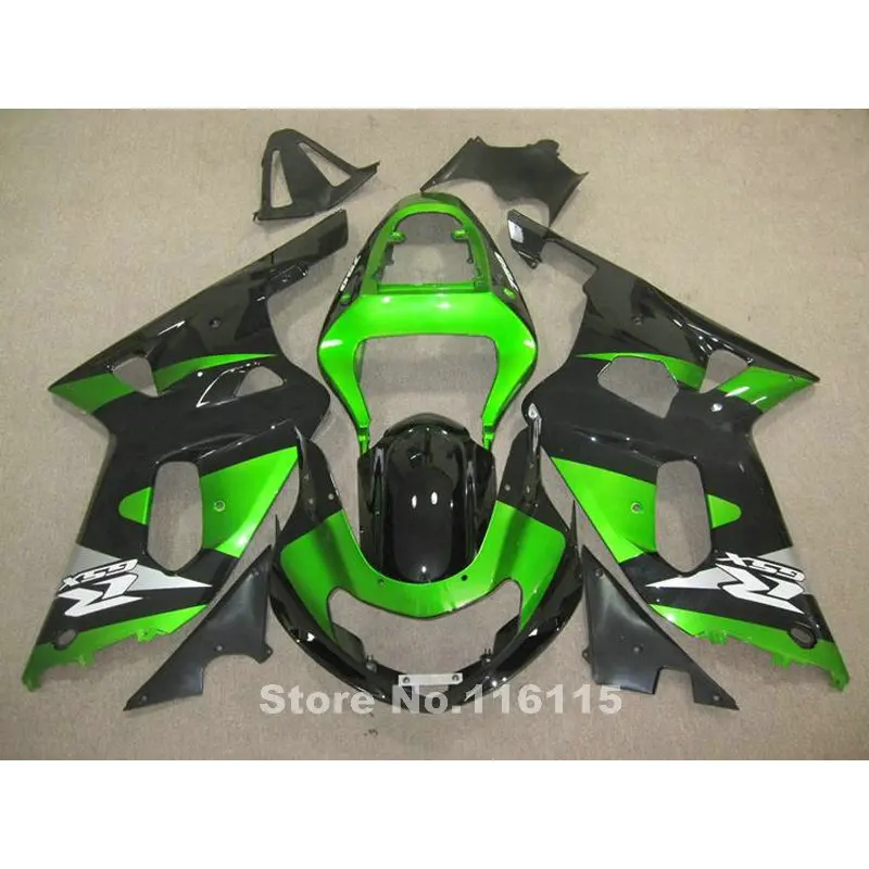Custom fairings for SUZUKI GSXR600 750 K1 K2 2001 200 2003 green black
