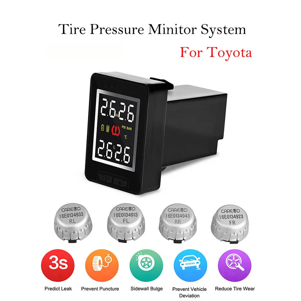 

Car TPMS For Toyota Tire Tyre Pressure Monitor System + 4 External LCD Sensors