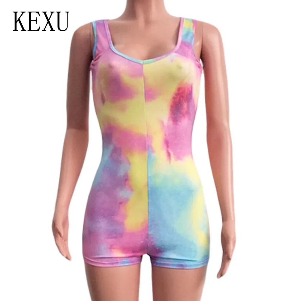 KEXU New Arrival Summer Sexy Hollow Deep V-neck Star Print Jumpsuits Elegant Sleeveless Bodycon Playsuits Women Retro Overalls KEXU New Arrival Summer Sexy Hollow Deep V-neck Star Print Jumpsuits Elegant Sleeveless Bodycon Playsuits Women Retro Overalls
