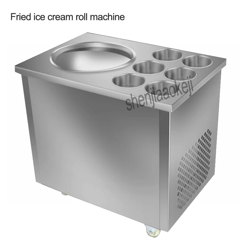 Машина для жареного мороженого из нержавеющей стали, одна круглая сковородка с шестью бочками, Жареная Машина для мороженого, Жареная Машина для йогурта, 1 шт