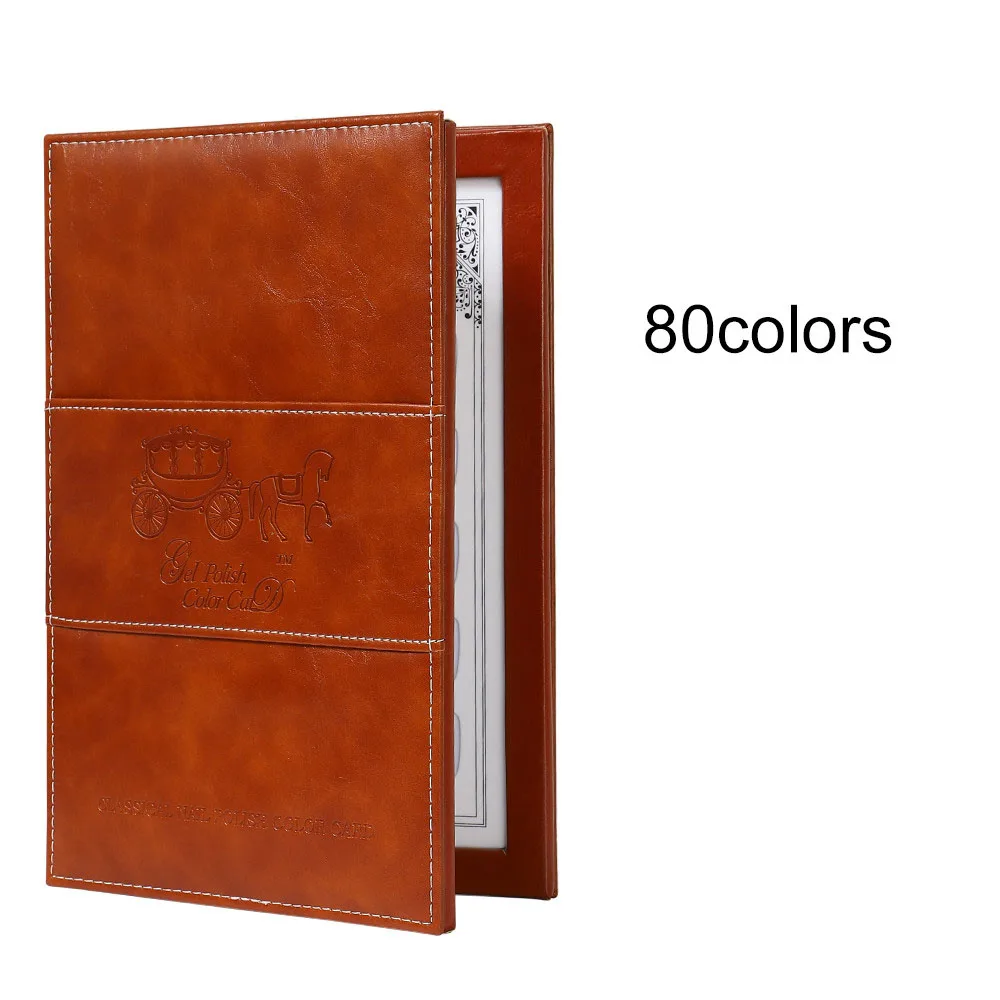 Кожаный чехол-книжка для маникюра с цветными карточками 80/120, УФ-гелевый Чехол для маникюра - Цвет: Coffee 80 Colors