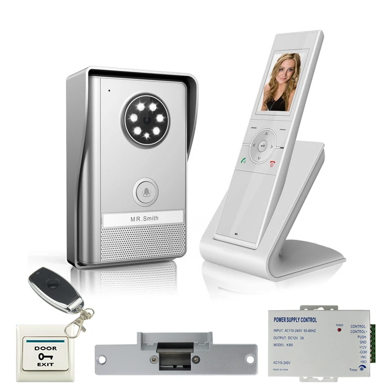 

JERUAN Home Wireless Video Door Phone with memory image function IP55 Waterproof IR Night Vision Camera kit