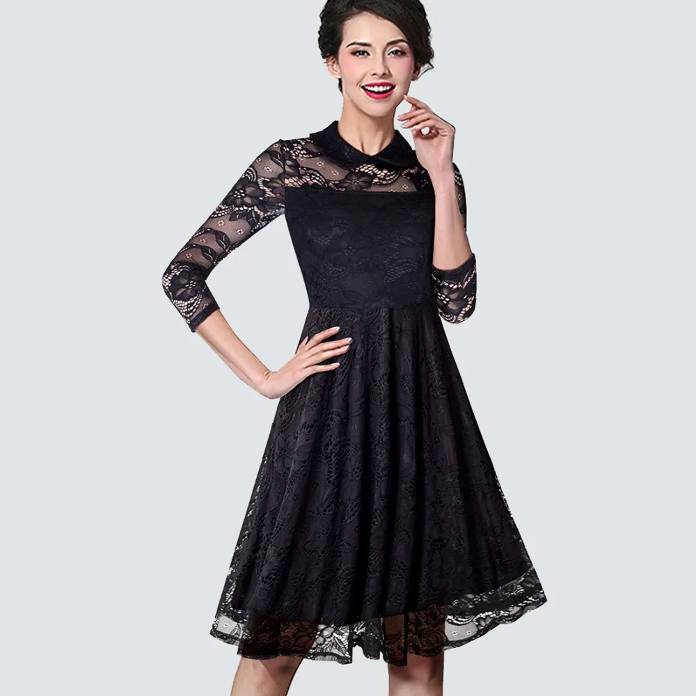 black lace peter pan collar dress