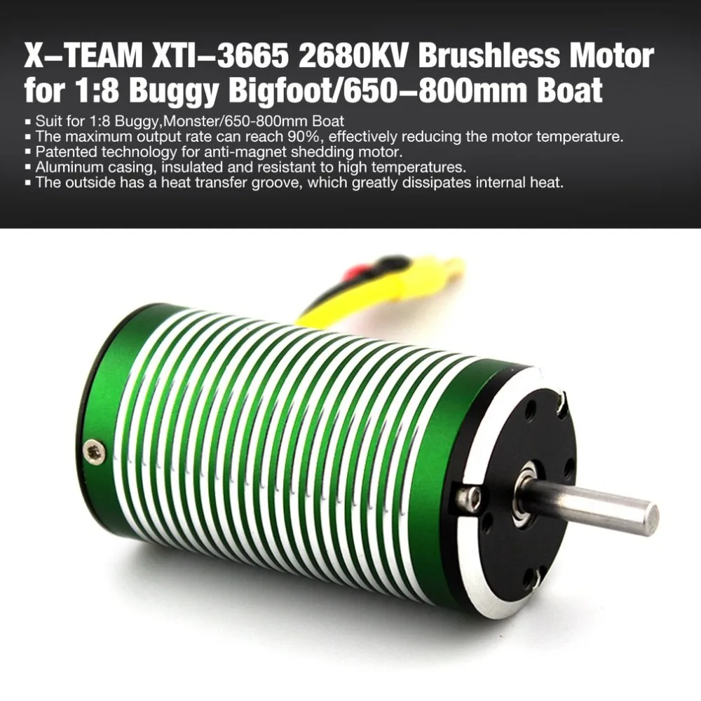 

X-TEAM XTI-3665 2680KV 5mm Brushless Sensorless Motor for 1:8 RC Off-road Car Buggy Bigfoot/650-800mm Boat Ship