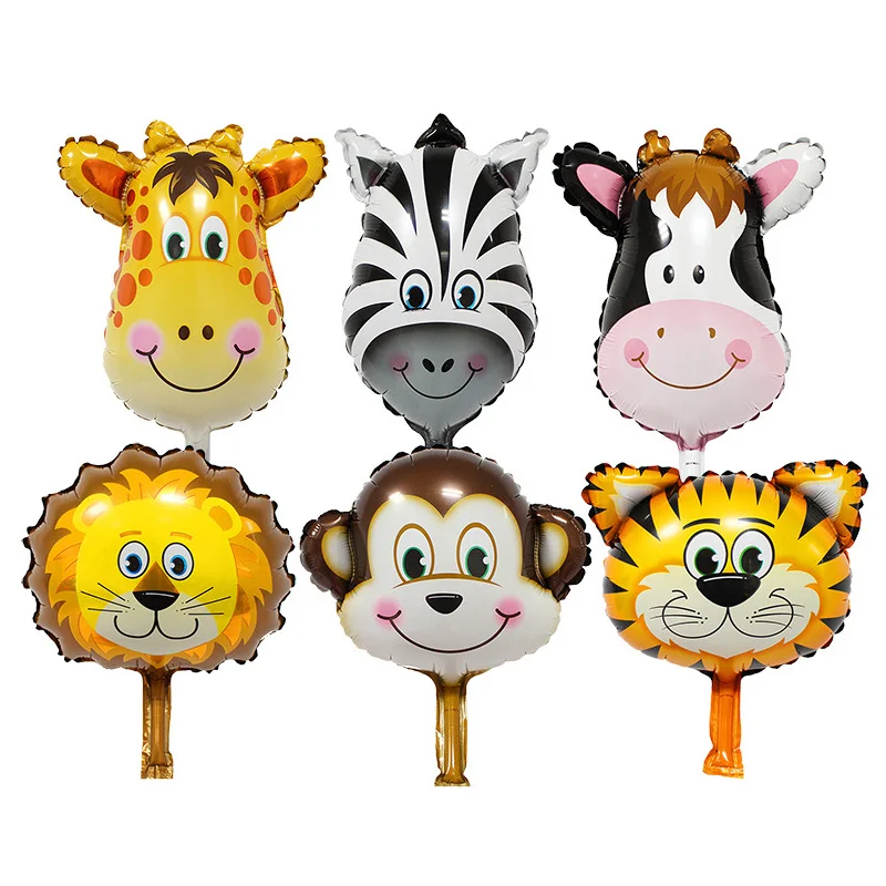 

6pcs/lot Kids Balloon Party Supplies Baby Show Mini Party Air nflatable Foil Balloons Cartoon Birthday Decorations Animal Head