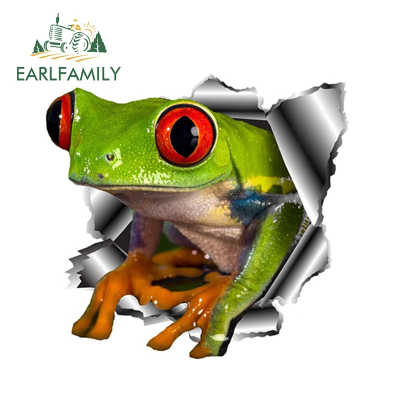 EARLFAMILY 13 см x 12 3 3D лягушка автомобиля Стикеры s рваные металлическая наклейка на