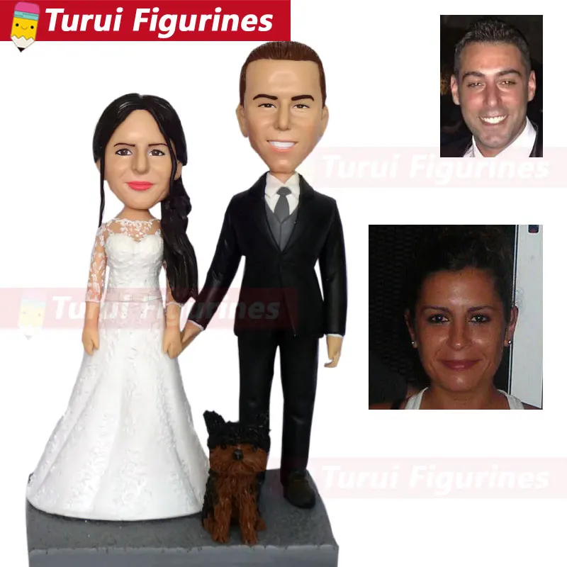 

custom sculpture copy from photo head statue statuette from pictures dog statue sculpture wedding cake topper with dog figurines