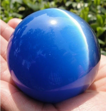 

A 401Hot Sell ASIAN QUARTZ DEEP BLUE CAT EYE CRYSTAL BALL SPHERE 60 mm STAND (0601)