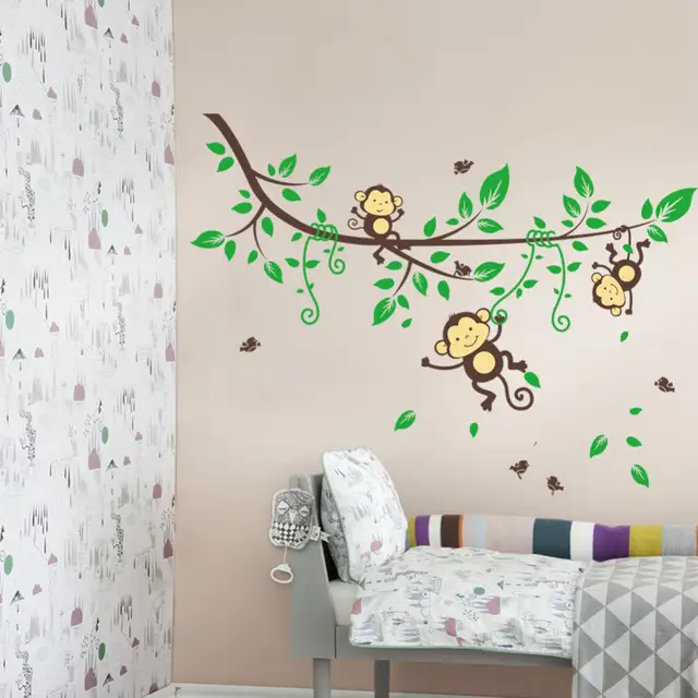 Fashion Cartoon Monkey Wall Stickers Kids Bedroom Living