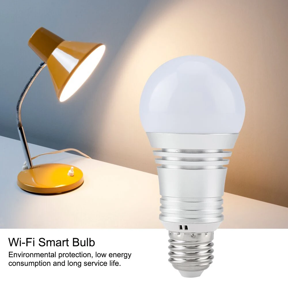 RGB подсветка умного Wi-Fi лампа светодиодный светильник E27 E26 E14 B22 с регулируемой яркостью изменение цвета лампа управления с Alexa