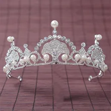 2017 New Korean Princess Bride Wedding Wedding Tiara Crown Pearl Crystal Silver Crown Hair Wedding Accessories Hair Jewelry QH-