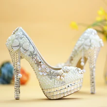 Platform Heels Ladies Footwear White Designer Pumps High Heel Womens Luxury Wedding Shoes For Bride Diamond Crystal 6cm 8cm 12cm