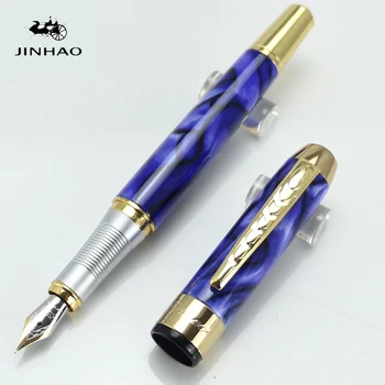 

JINHAO 250 Luxury Deep Blue Marbling Golden Medium Nib Fountain Pen Stationery School&Office Writing Pen